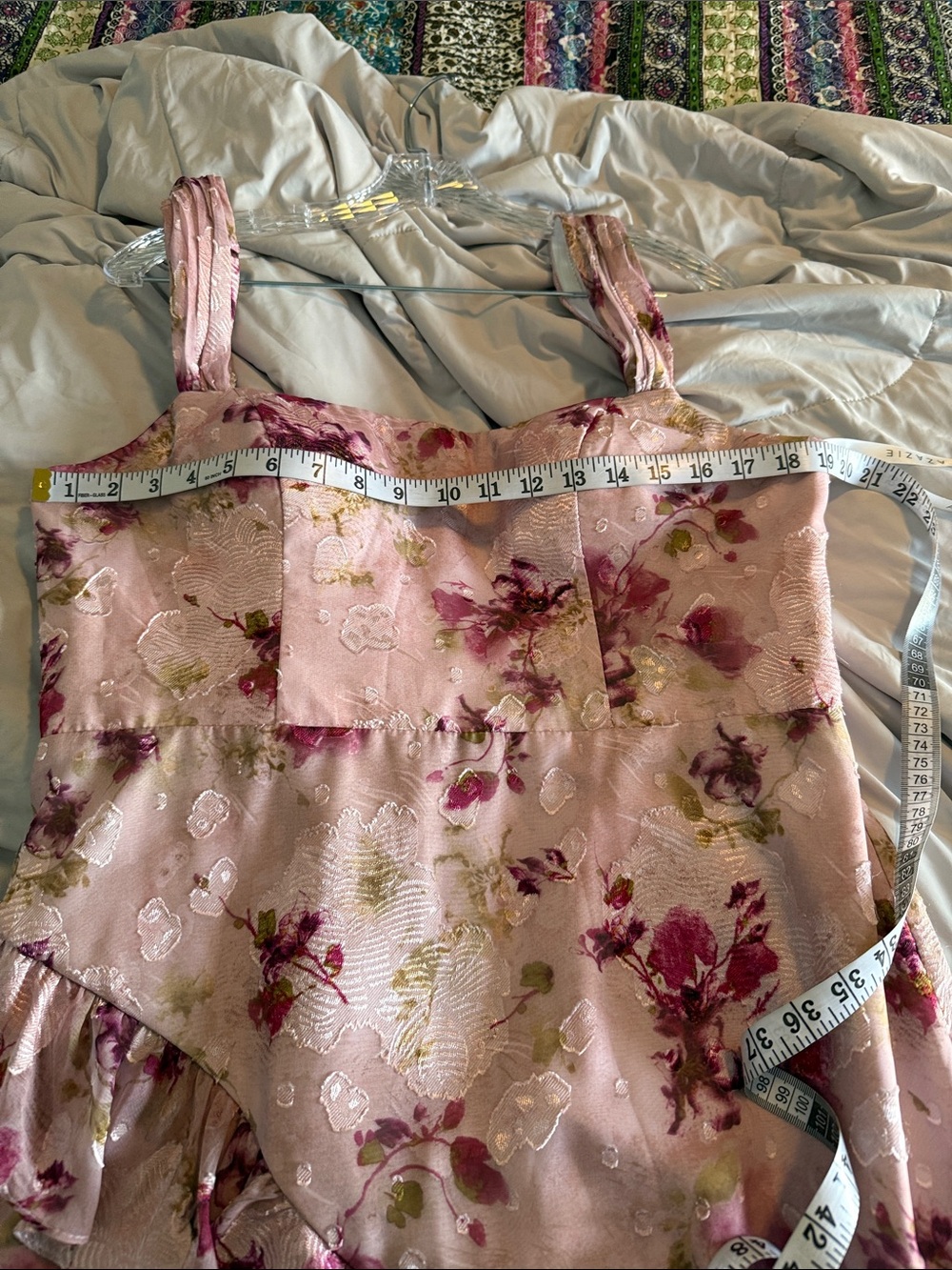 Azazie Pink Floral Ruffle Slip Dress - Picture 4 of 6